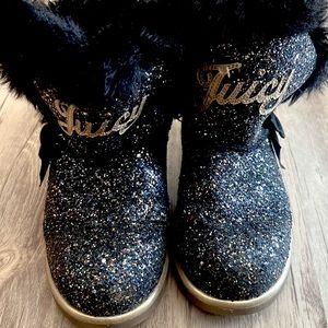 Juicy Couture kids black fur boots